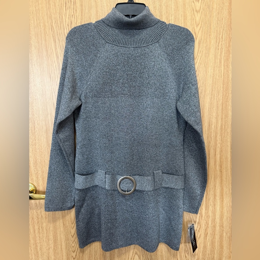 I.N.C. Gray Silver Sweater Dress with Belt